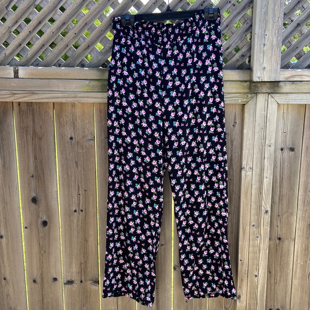 Palazzo pants floral elastic waistband